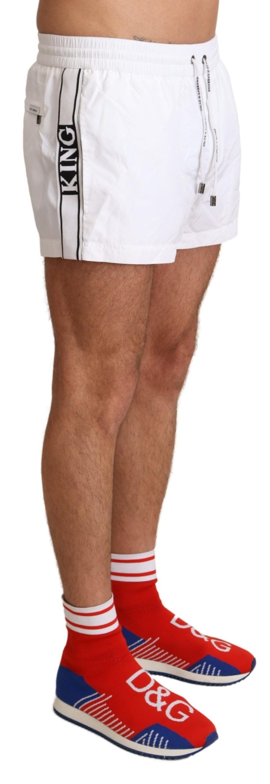 Dolce & Gabbana White King Mens Beachwear Swimwear Shorts