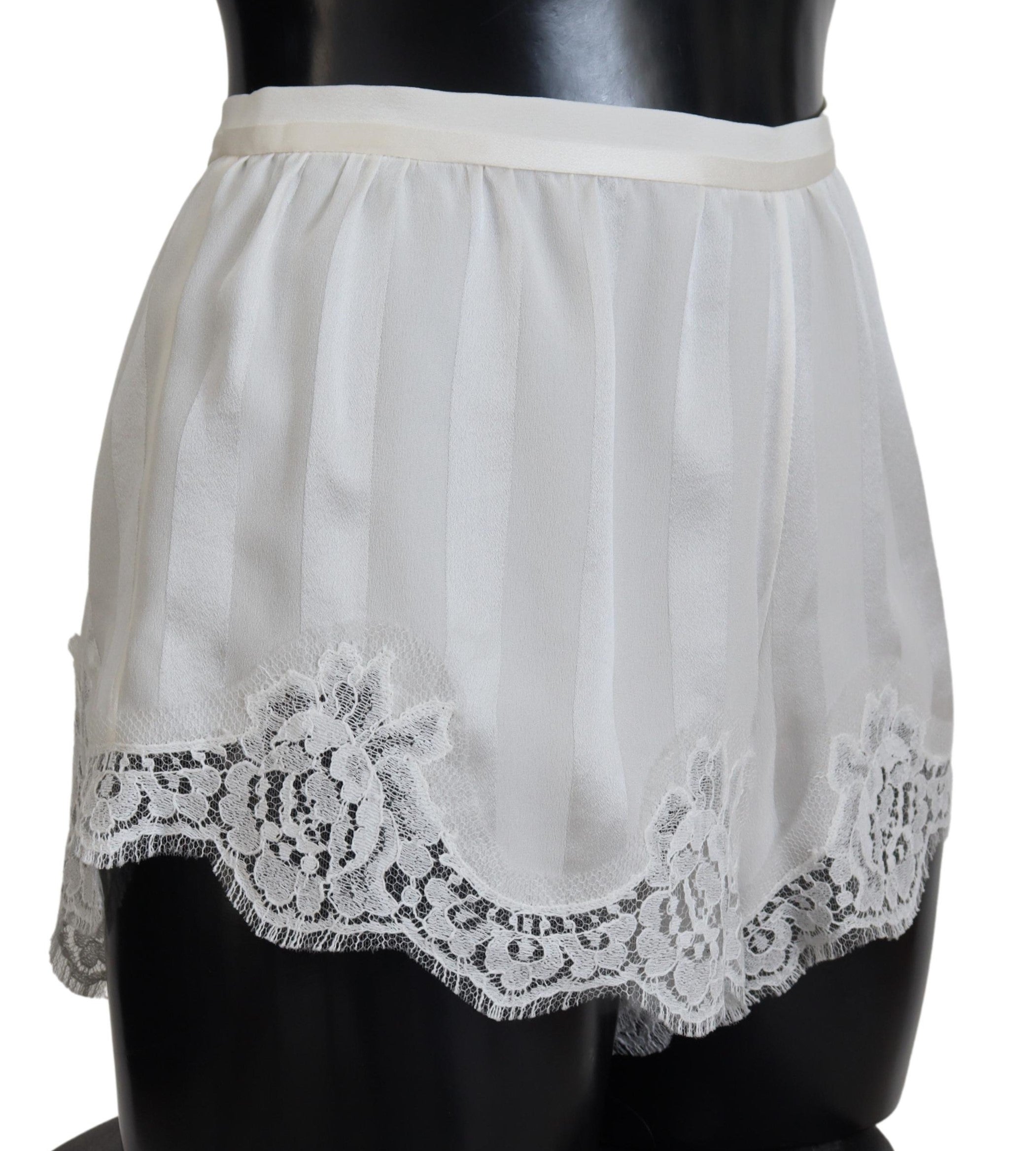 Dolce & Gabbana White Silk Floral Lace Lingerie Underwear