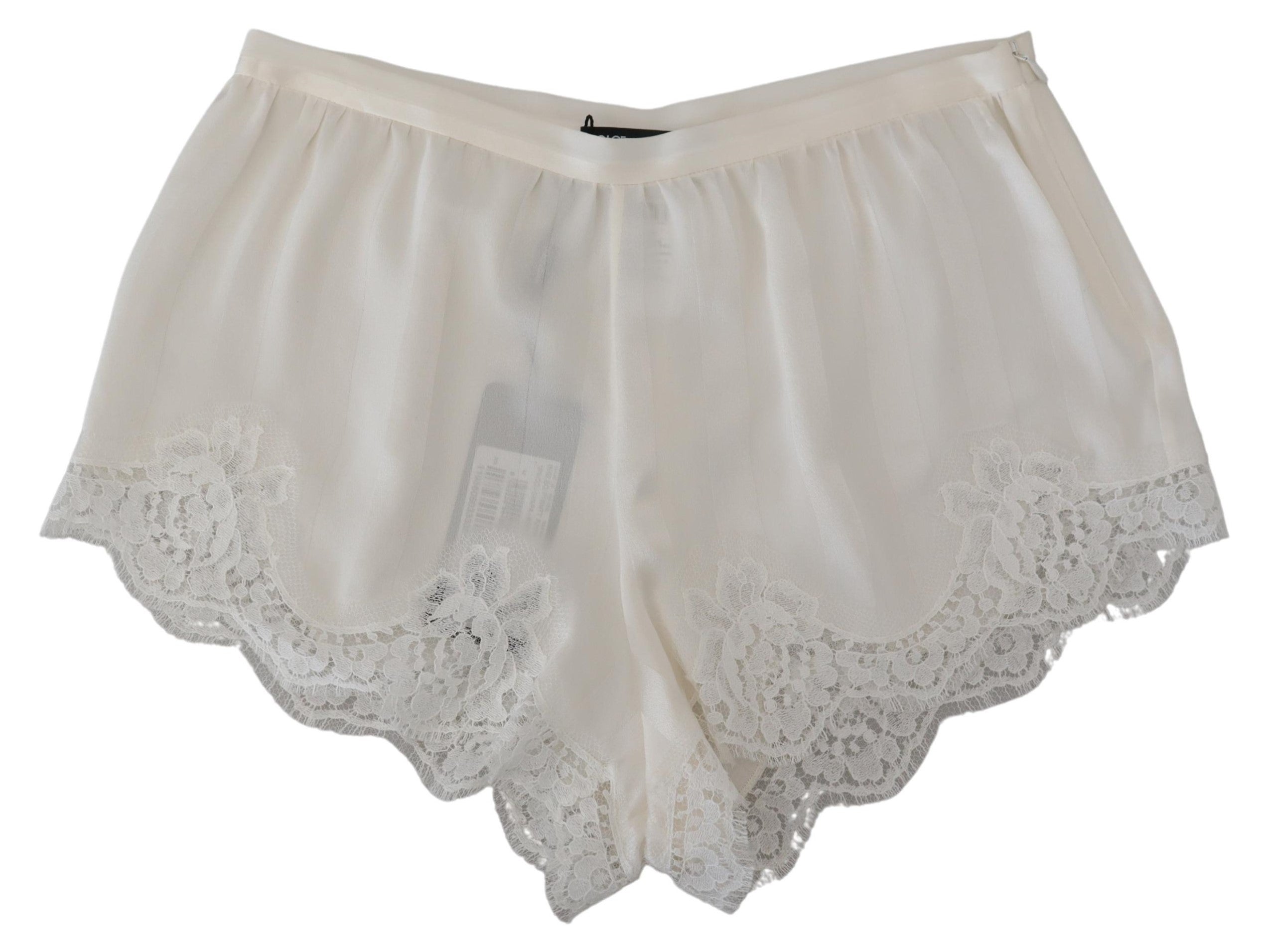 Dolce & Gabbana White Silk Floral Lace Lingerie Underwear