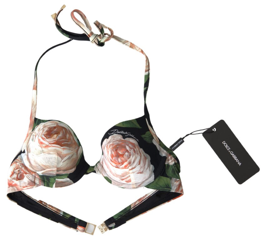 Dolce & Gabbana Multicolor Floral Beachwear Swimwear Bikini Top