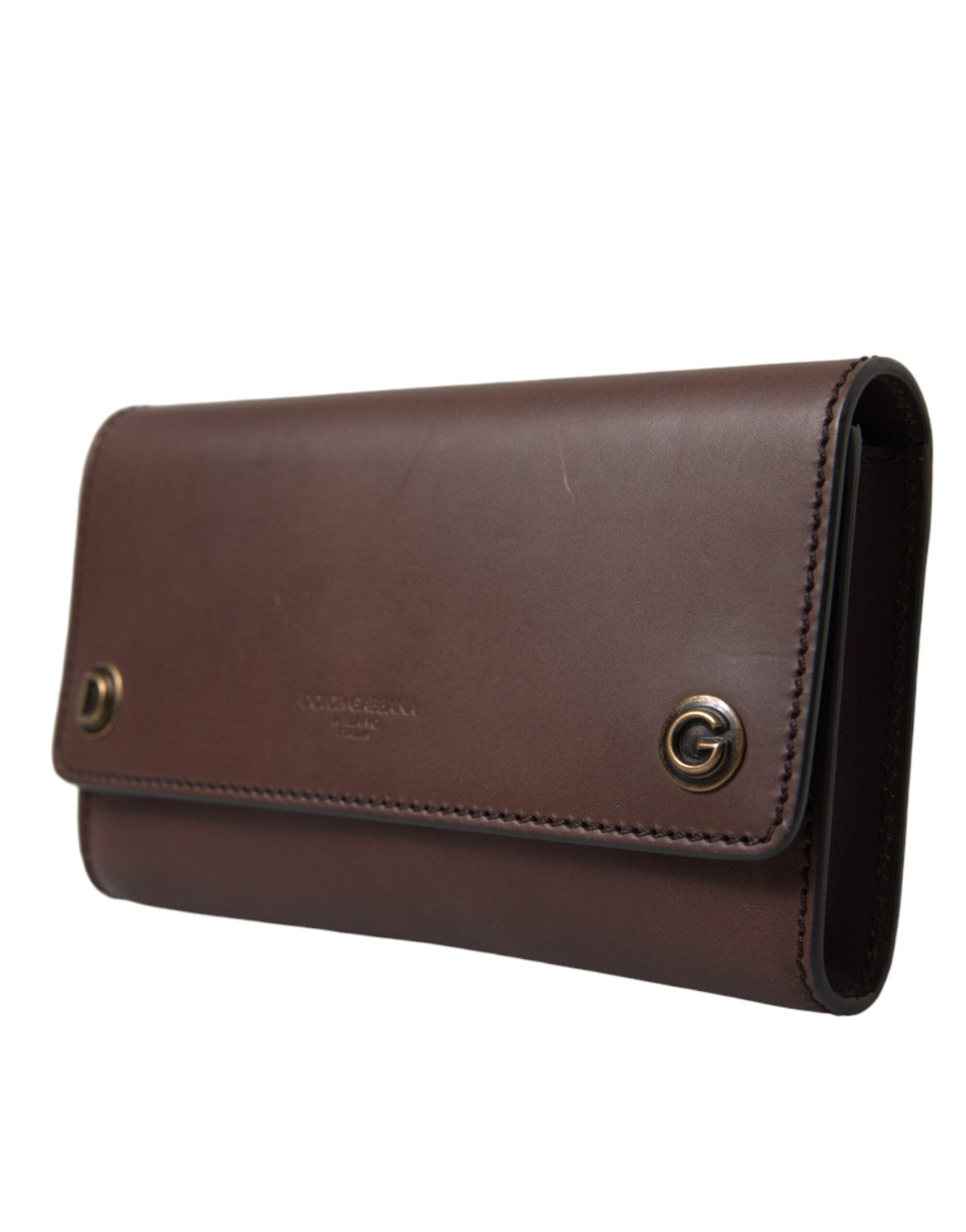 Dolce & Gabbana Brown Leather Logo Embossed Men Mini Shoulder Bag