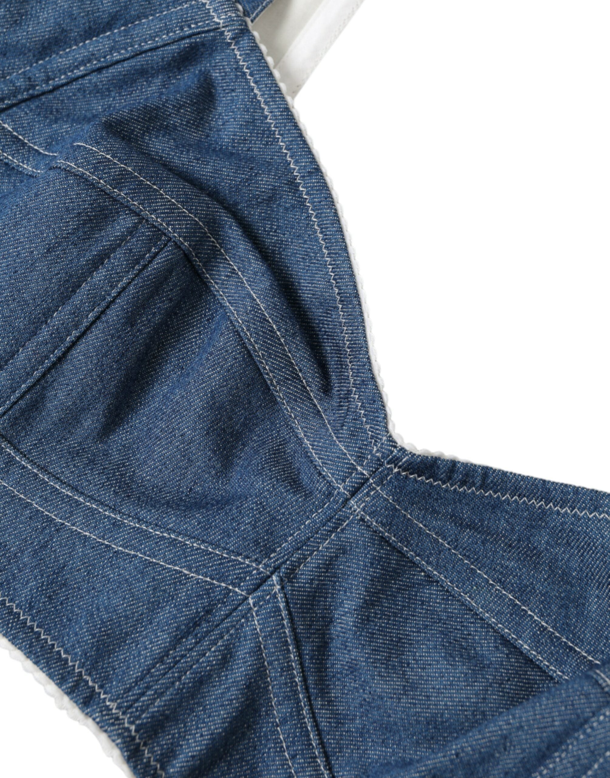 Dolce & Gabbana Blue Sleeveless Bustier Crop Cotton Denim Top
