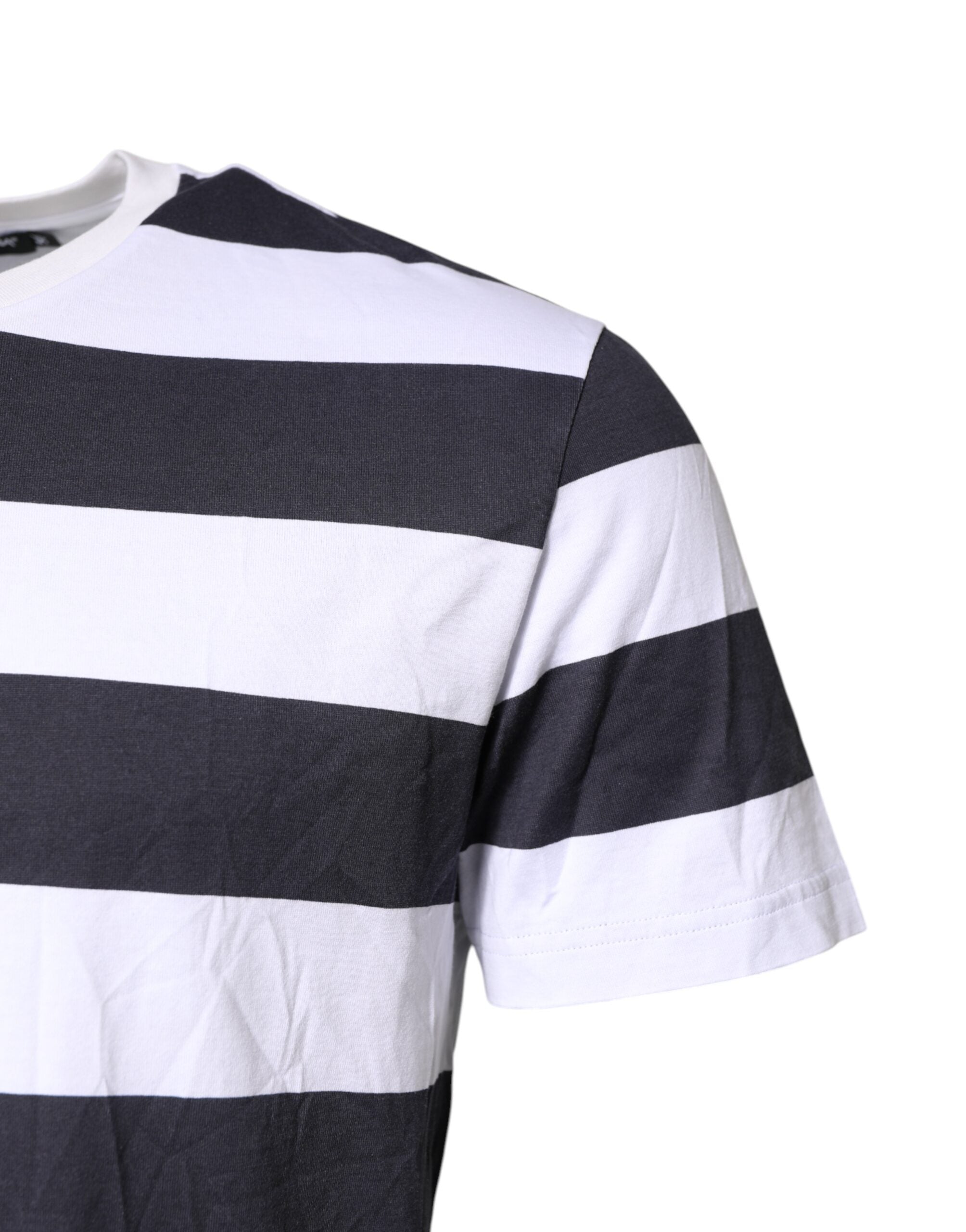 Dolce & Gabbana Blue White Striped DG MILANO Crew Neck T-shirt
