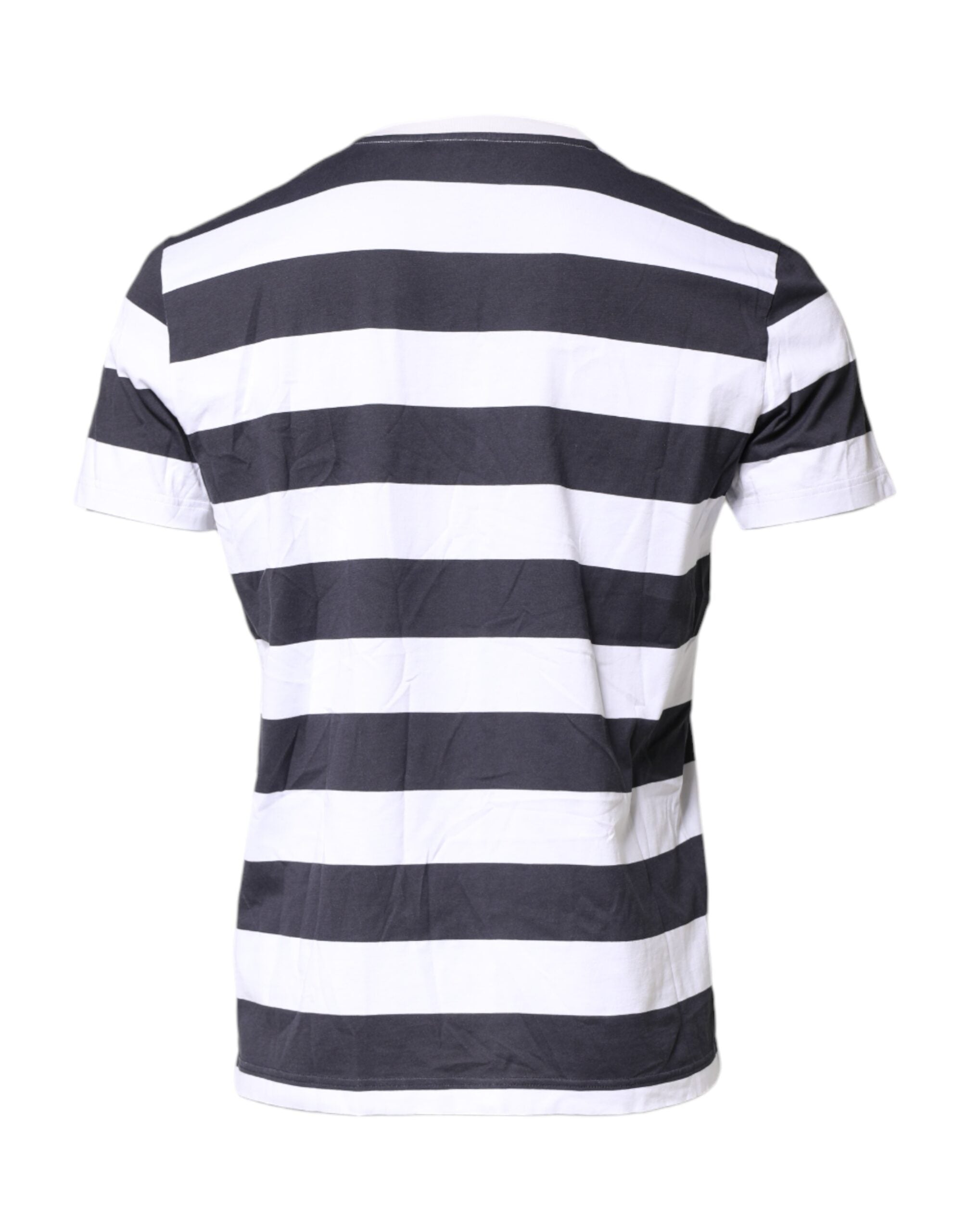 Dolce & Gabbana Blue White Striped DG MILANO Crew Neck T-shirt