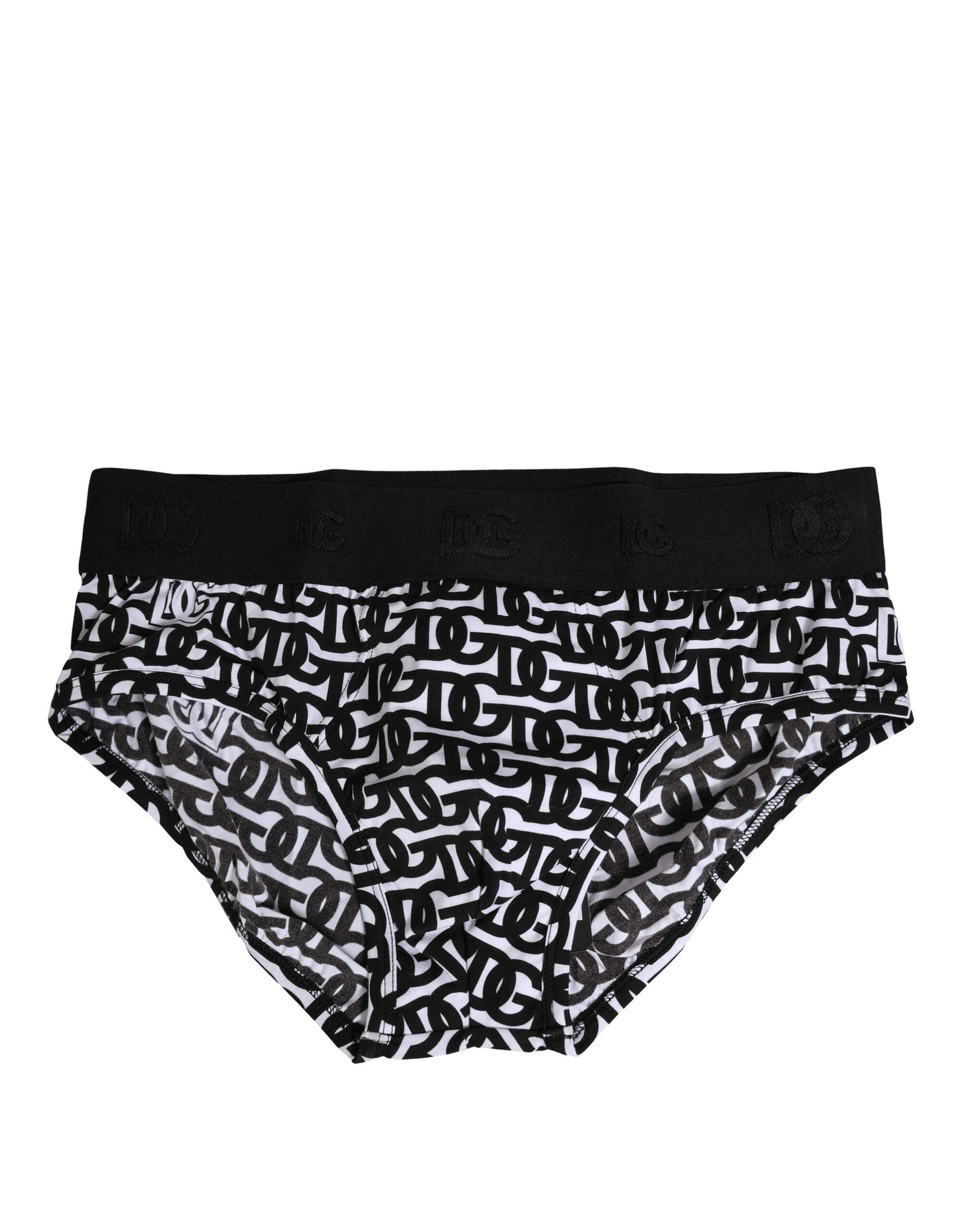 Dolce & Gabbana Black White Cotton Logo Print Brief Underwear