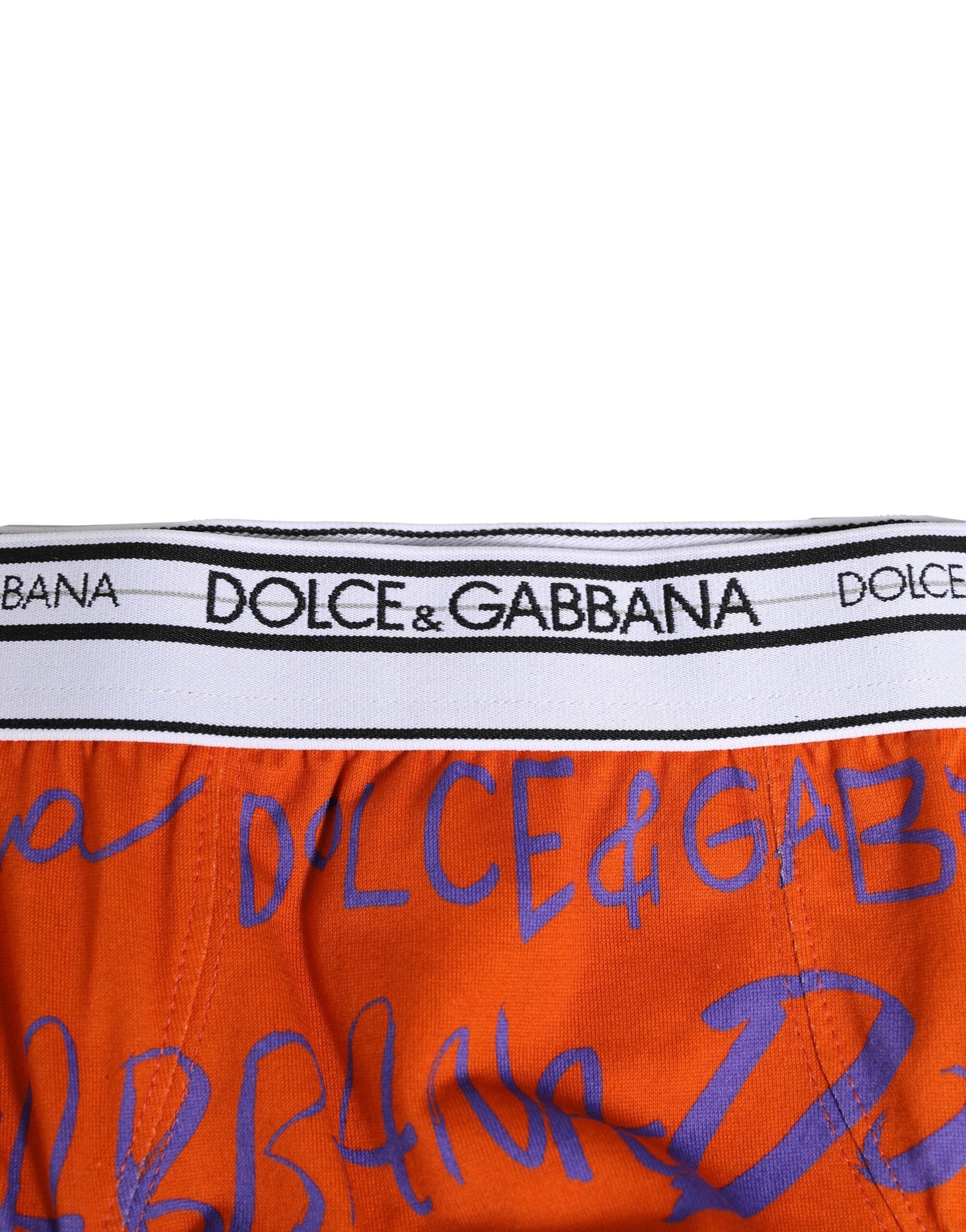 Dolce & Gabbana Orange Cotton DG Logo Printed Brief Underwear
