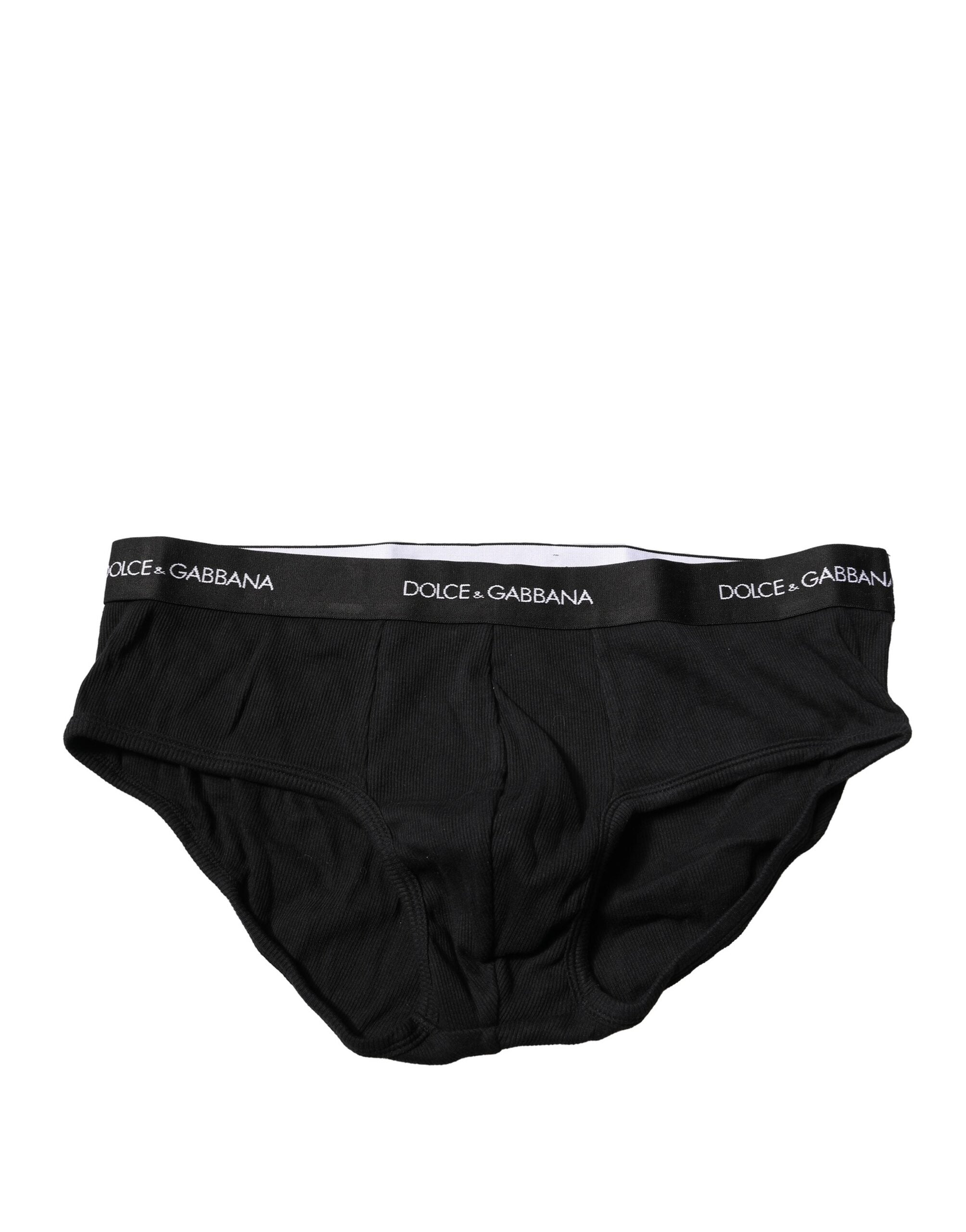 Dolce & Gabbana Black Cotton Stretch Regular Brief Underwear