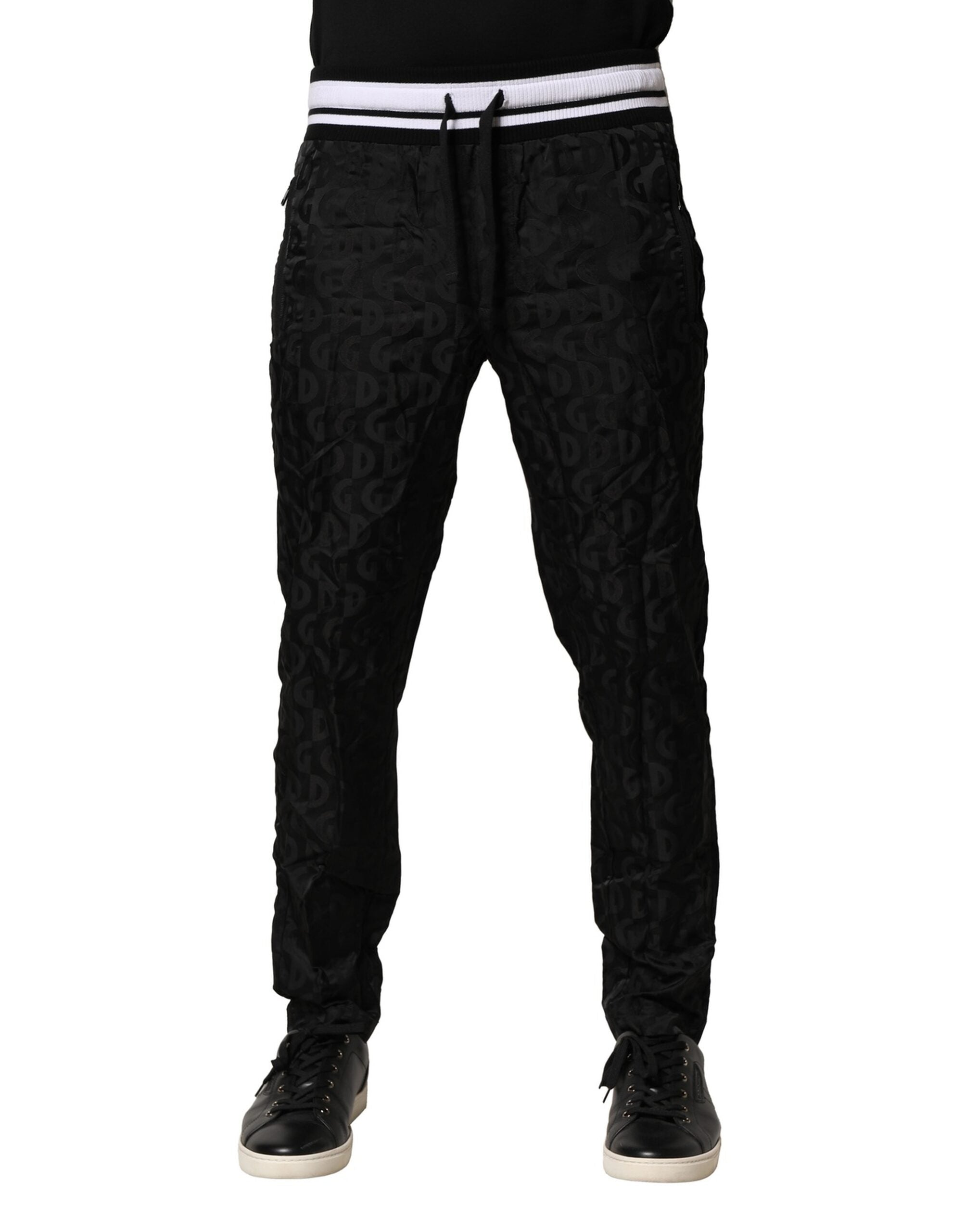 Dolce & Gabbana Black Nylon DG Monogram Jogger Pants