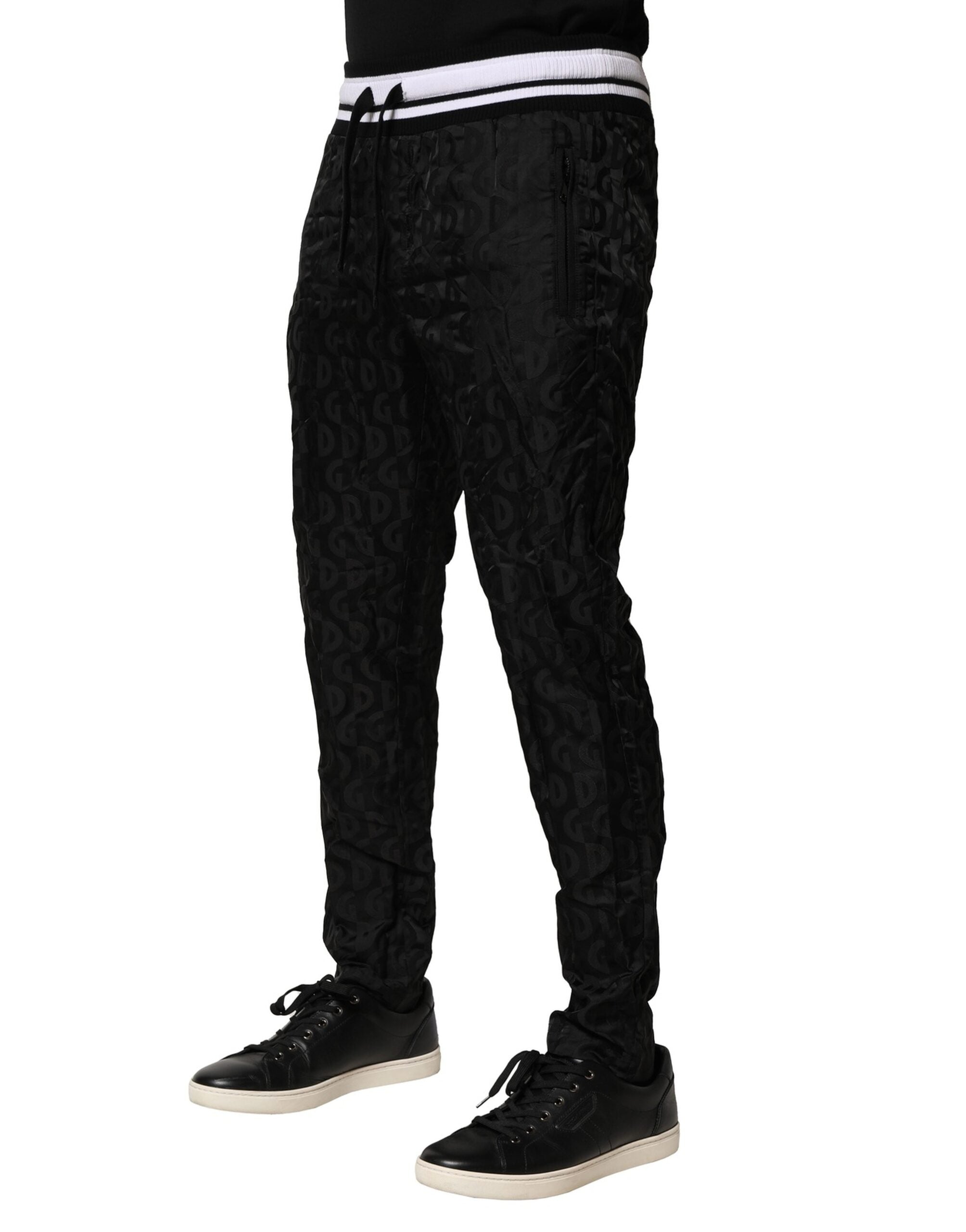 Dolce & Gabbana Black Nylon DG Monogram Jogger Pants