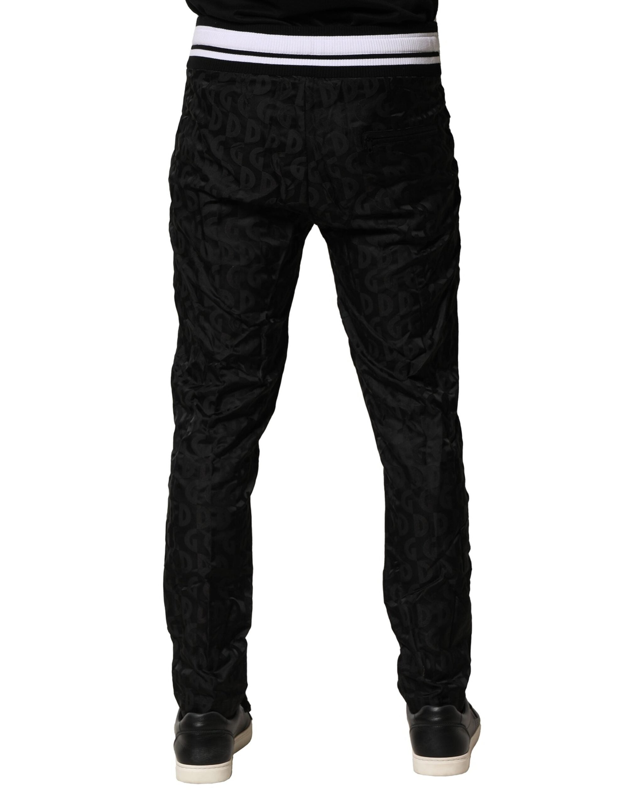 Dolce & Gabbana Black Nylon DG Monogram Jogger Pants