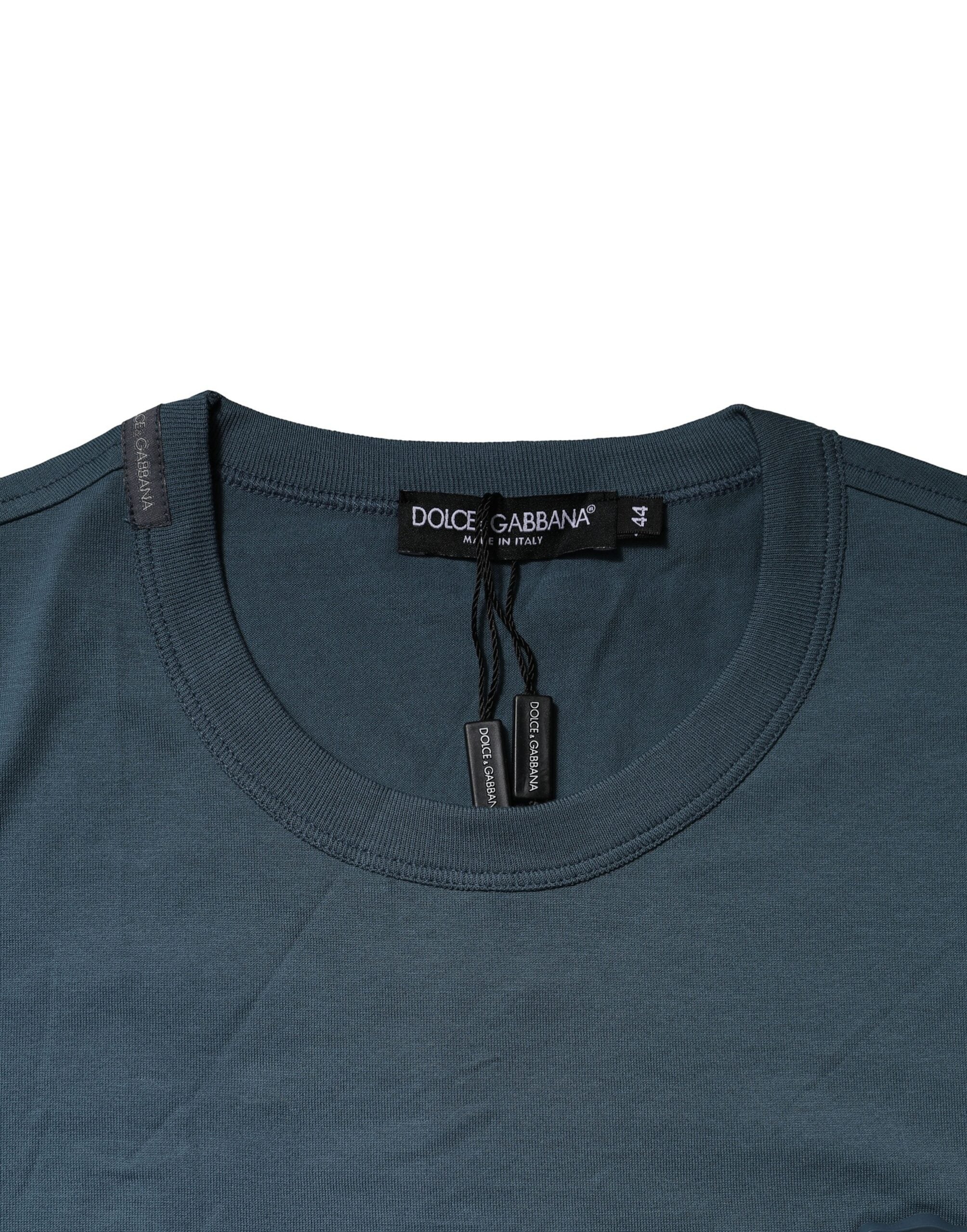 Dolce & Gabbana Blue Cotton Crew Neck Short Sleeves T-shirt