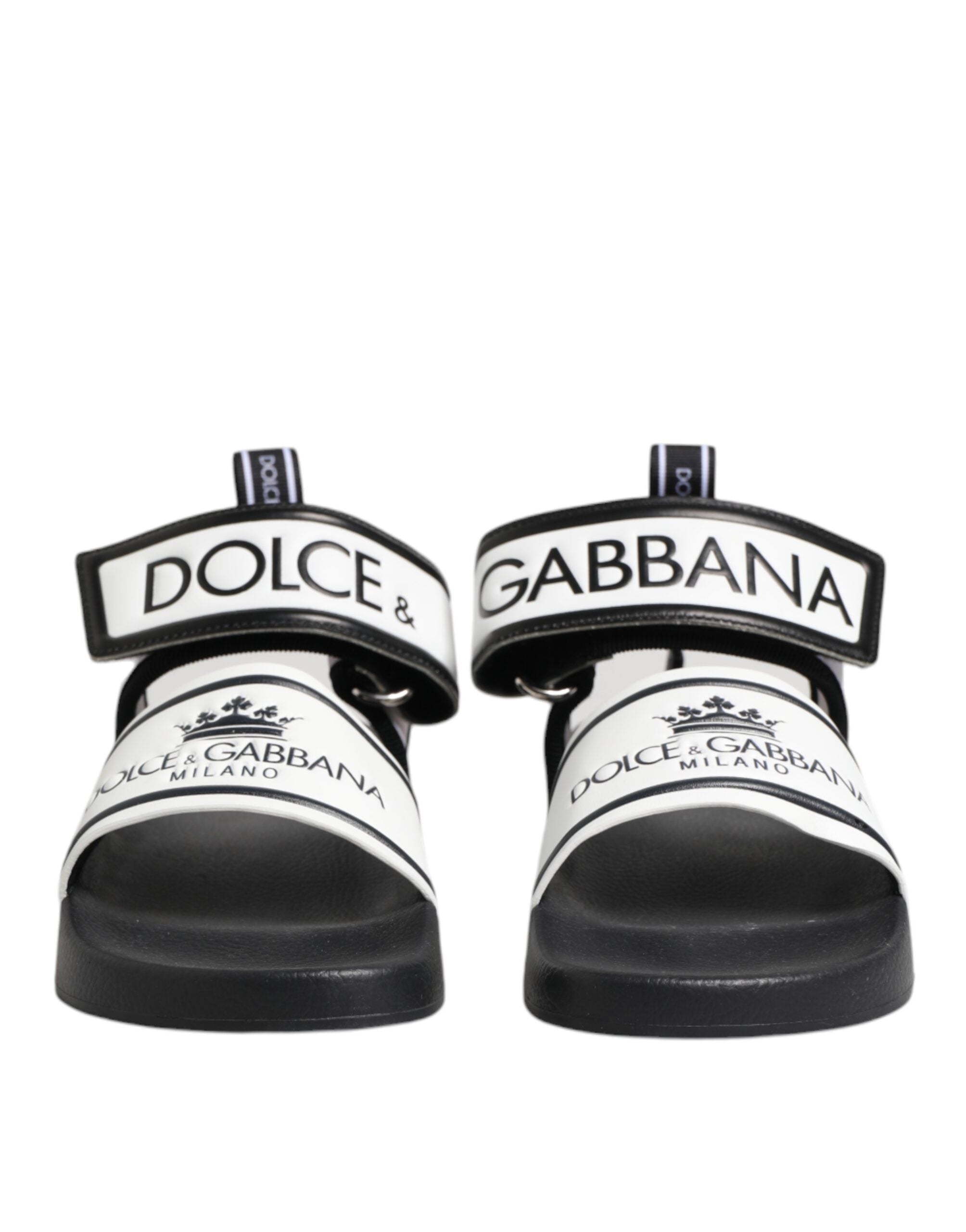 Dolce & Gabbana Black White DG Logo Slides Sandals Shoes