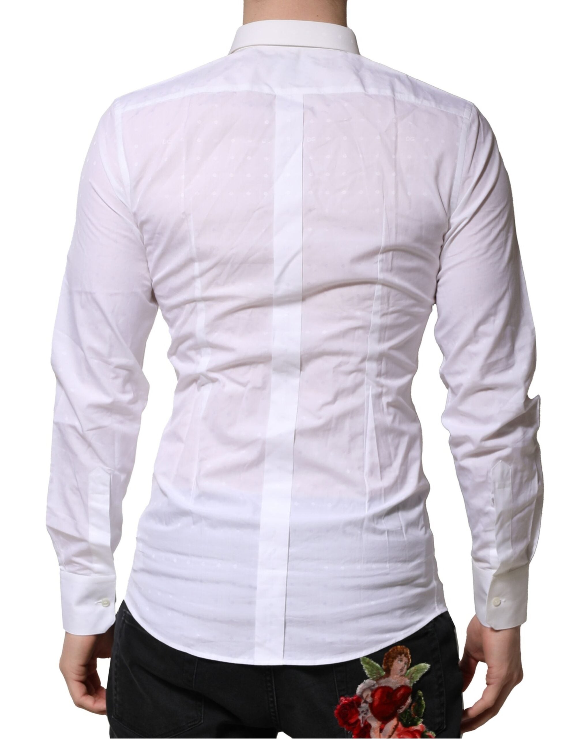 Dolce & Gabbana White Cotton GOLD Dress Formal Shirt
