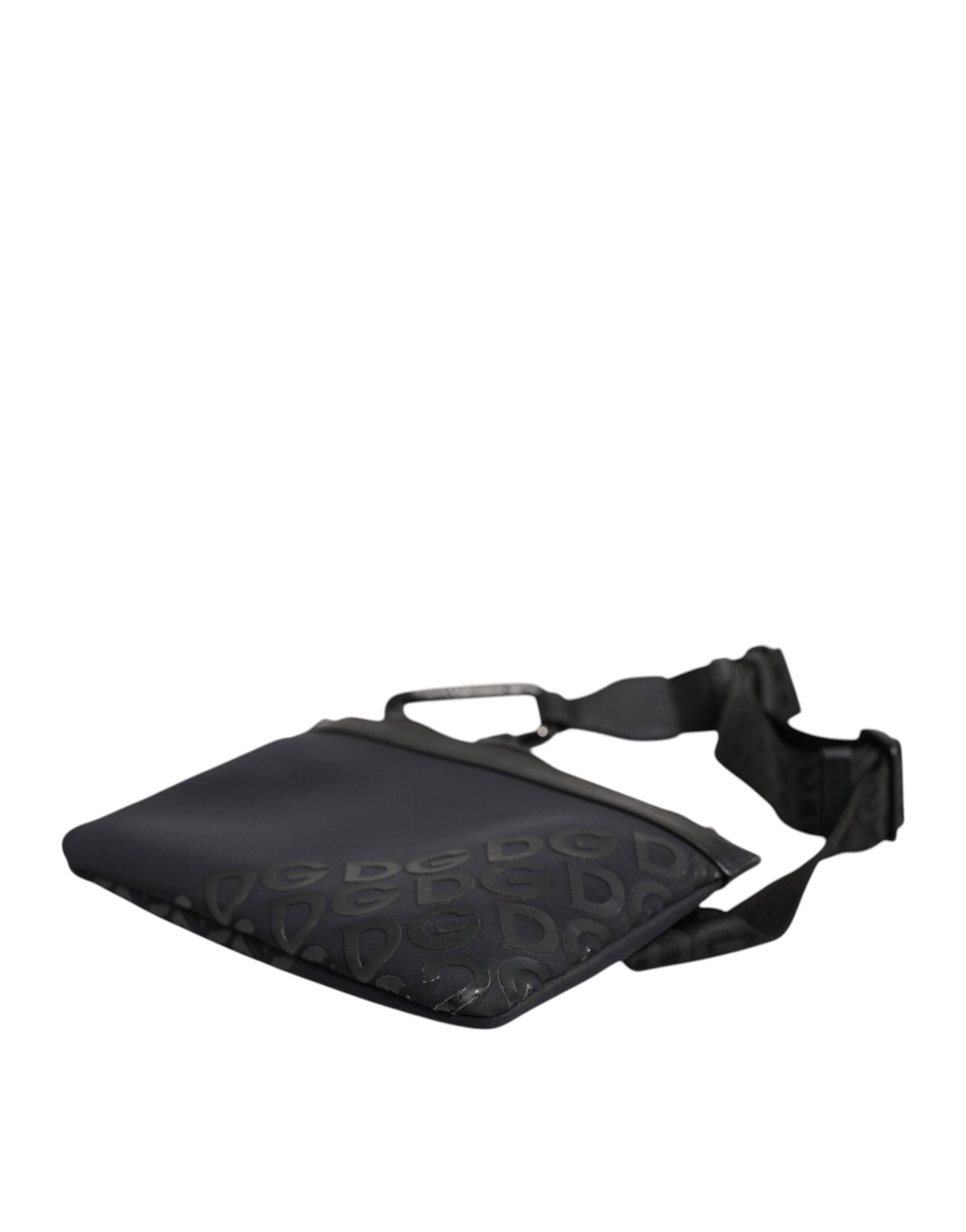 Dolce & Gabbana Black Logo Patch Shoulder Sling Pouch Clutch Bag