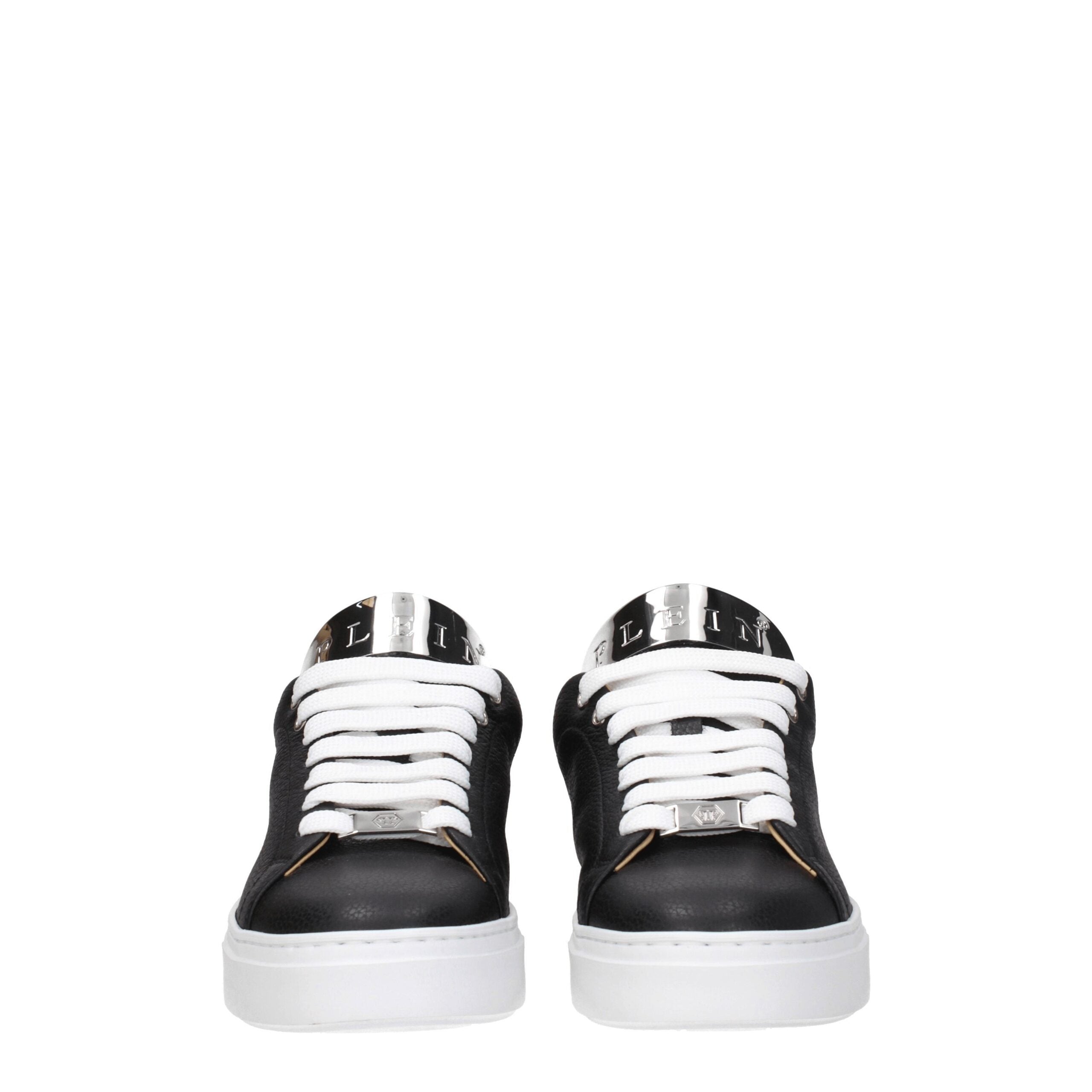 Philipp Plein Black Leather Low Tops