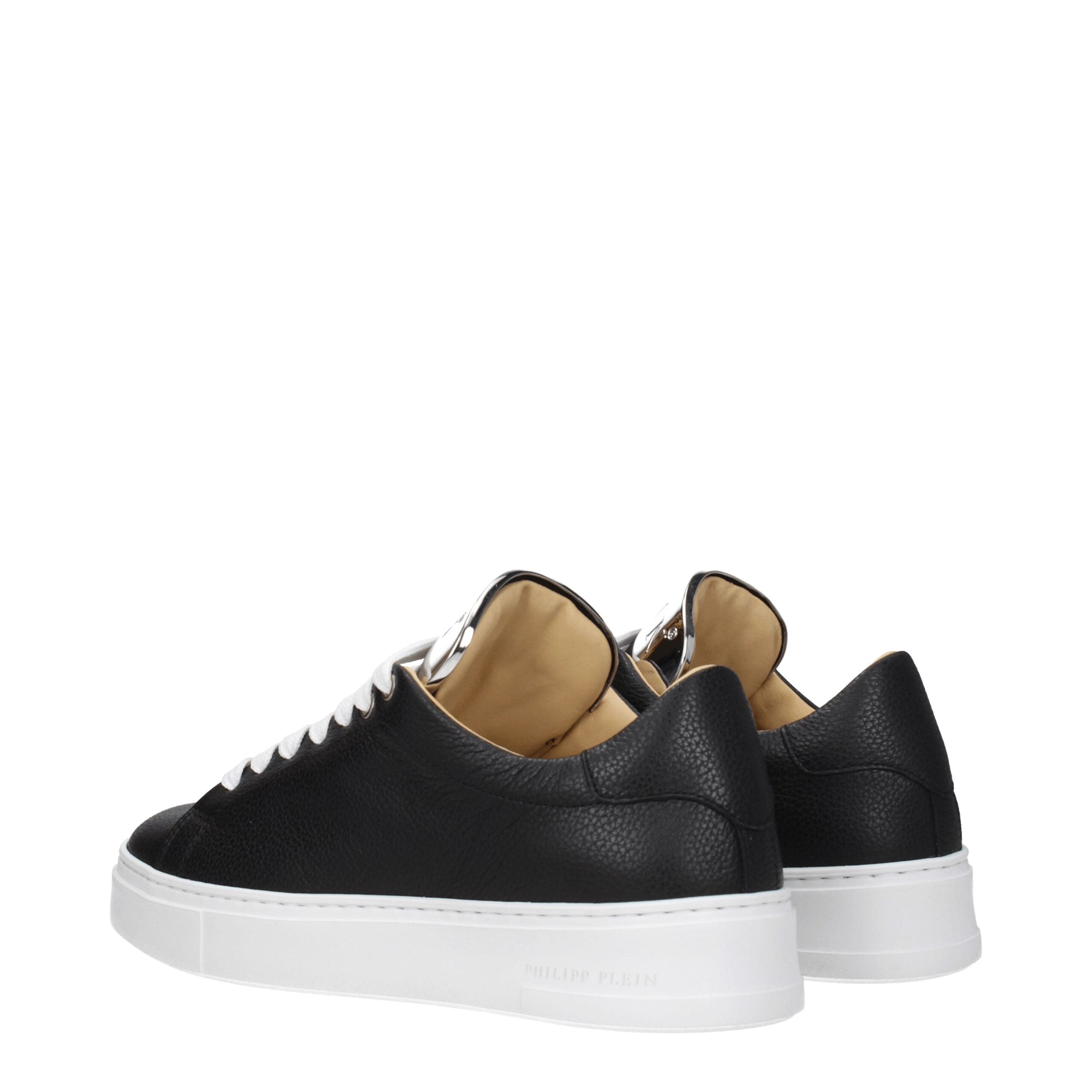 Philipp Plein Black Leather Low Tops