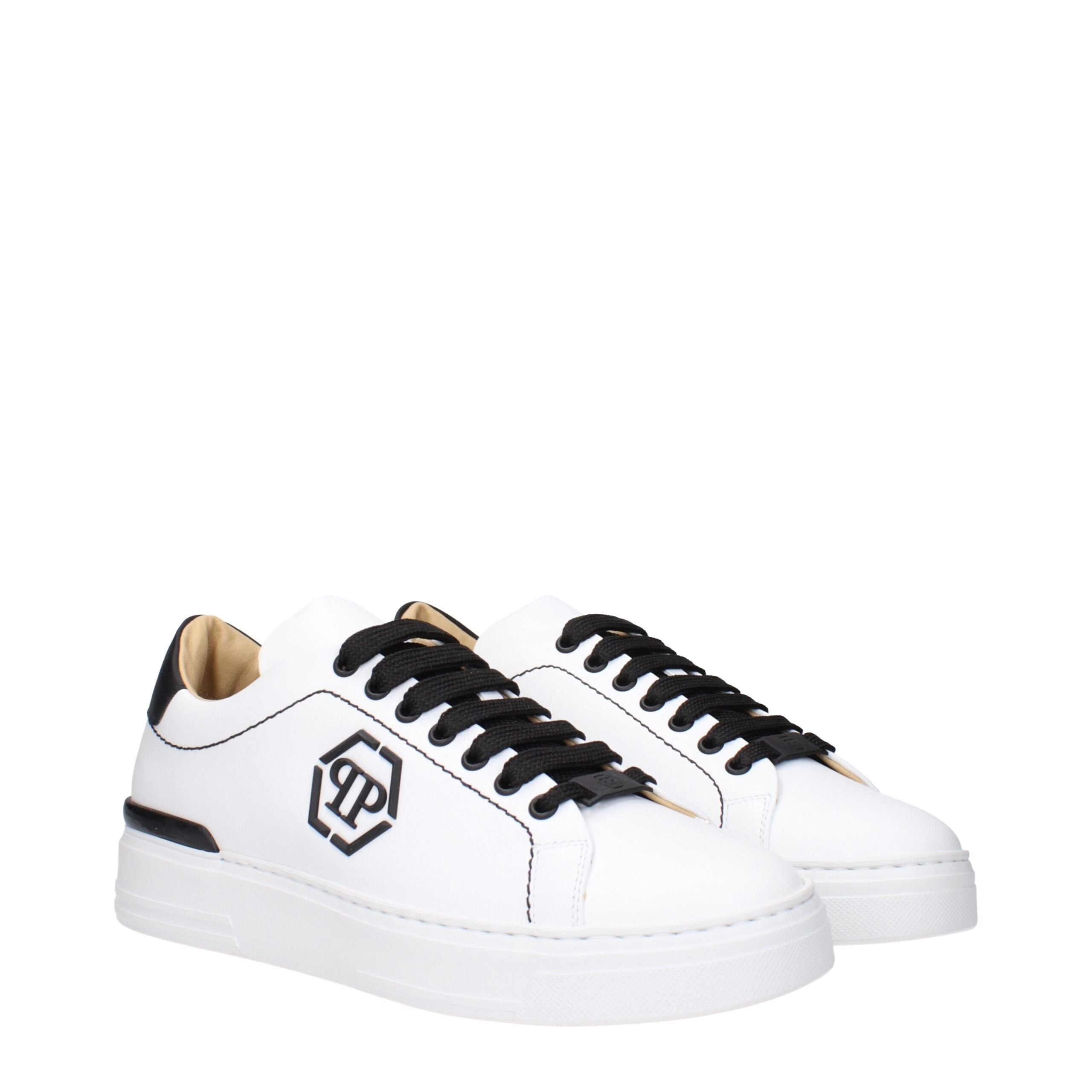 Philipp Plein White Leather Low Tops